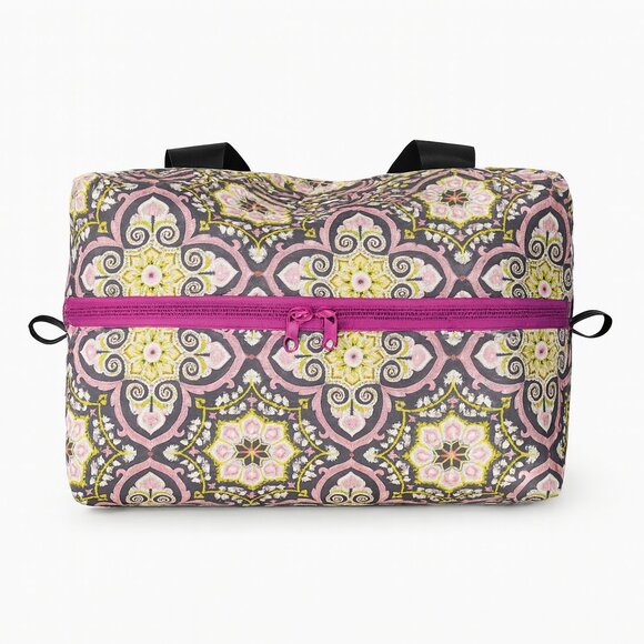 Luxury Handmade Insulated Lunch Bag – Elegant Fabric Design with Hot Pink Zipper - Picture 4 of 6